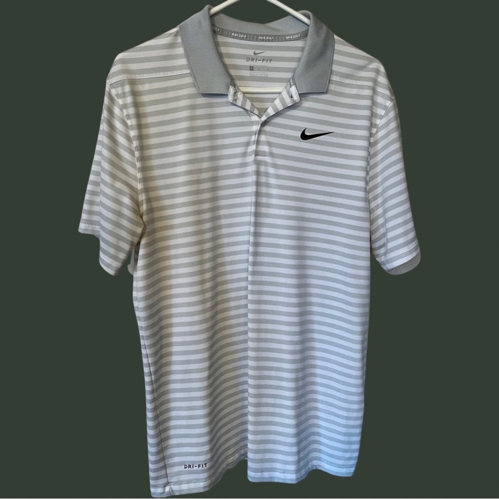 Gray Stripe Nike Golf Dri-Fit Polo